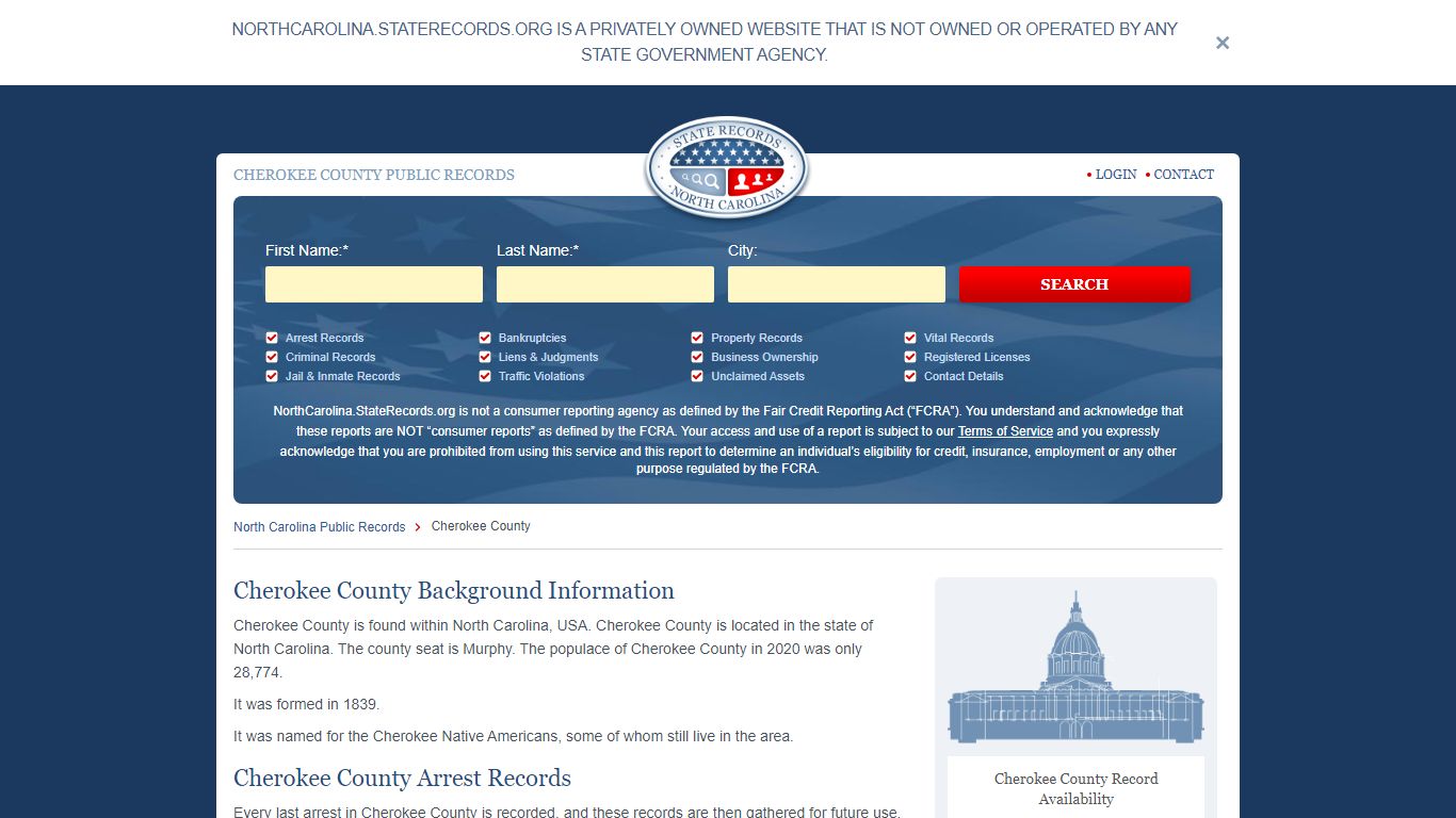 Cherokee County Arrest, Court, and Public Records | StateRecords.org
